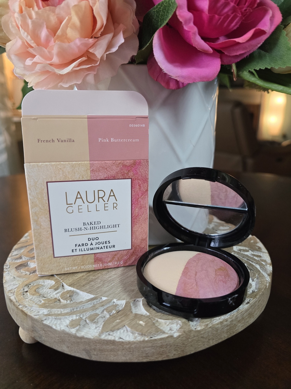 Laura Geller Baked Blush-N-Highlight Duo Pink Buttercream & French Vanilla NIB